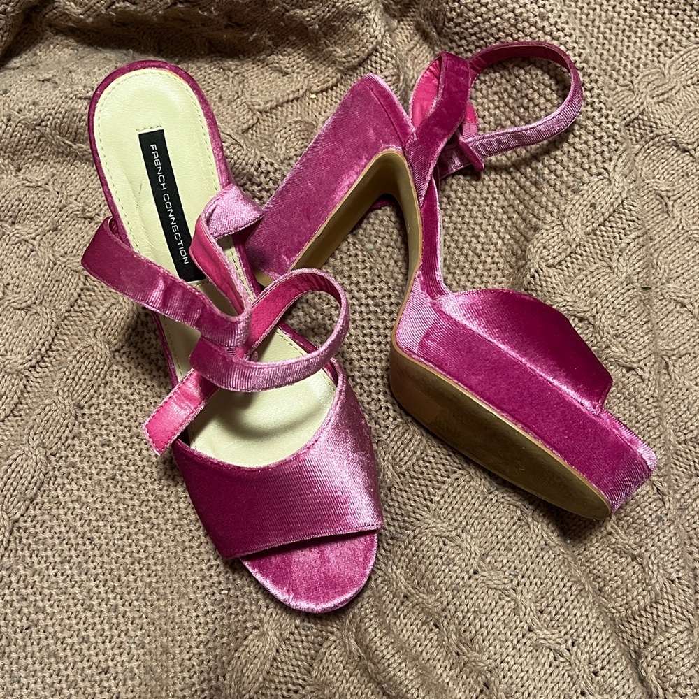 French Connection Fuchsia Velvet Heels
